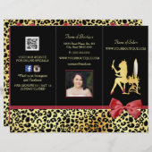 Léopard d'or avec Brochure de Salon de Bow Rouge (Devant / Derrière)