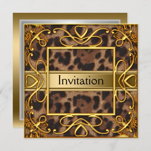 Léopard d'or toute invitation de partie (Devant / Derrière)