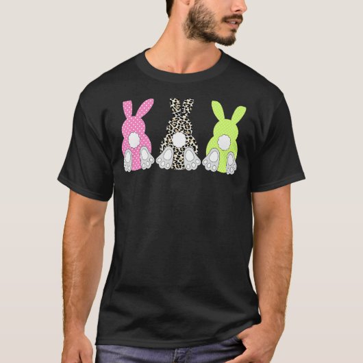 Leopard Easter Bunny Rabbit Trio Cute Easter Day T T-shirt (Voorkant)