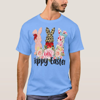 Leopard Easter Bunny Rabbit Trio Cute Happy Easter T-shirt