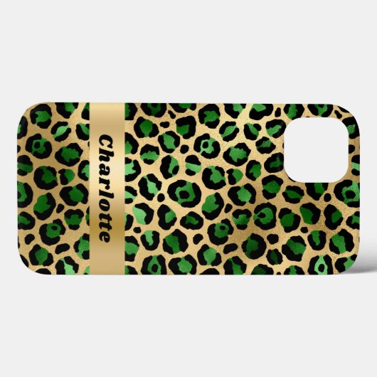 Leopard emerald green gold cheetah patroonnaam Case-Mate iPhone case (Achterkant (horizontaal))