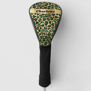 Leopard emerald green gold cheetah patroonnaam golfheadcover