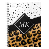 Leopard en Black and White Polka Dots Monogramed Notitieboek (Voorkant)