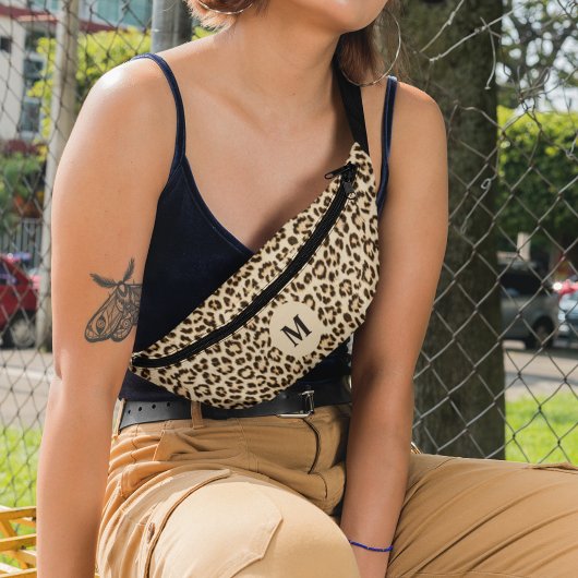 Leopard en cuir Imprimer Motif Monogramme