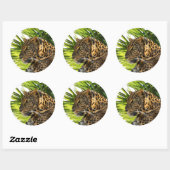 LEOPARD EN PALMS RONDE STICKER (Vel)