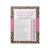 Leopard en Roze Guess Wie Baby shower Game Pack Notitieblok (Gedraaid)