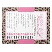 Leopard en Roze Guess Wie Baby shower Game Pack Notitieblok (Voorkant)