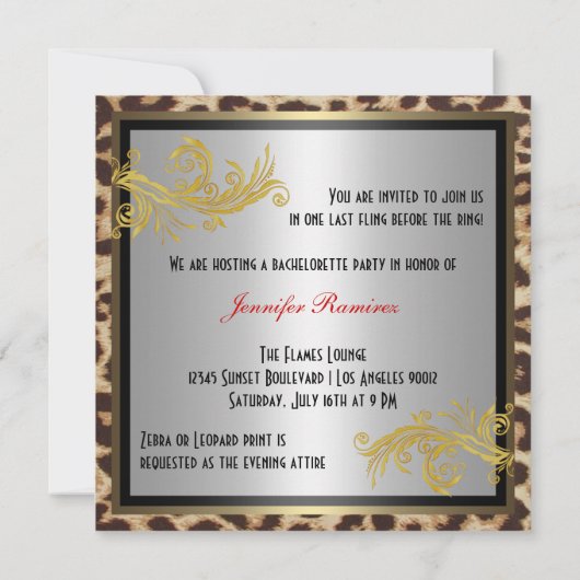 Léopard et invitation chaud de partie de (Dos)