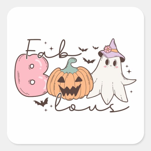 Leopard Fab Boo Lous Halloween Vierkante Sticker (Voorkant)