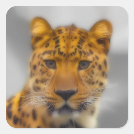 Leopard Face Vierkante Sticker (Voorkant)