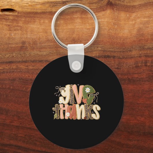 Leopard Fall Give Thanks Coquette Latch Hook Yarn Sleutelhanger (Voorkant)