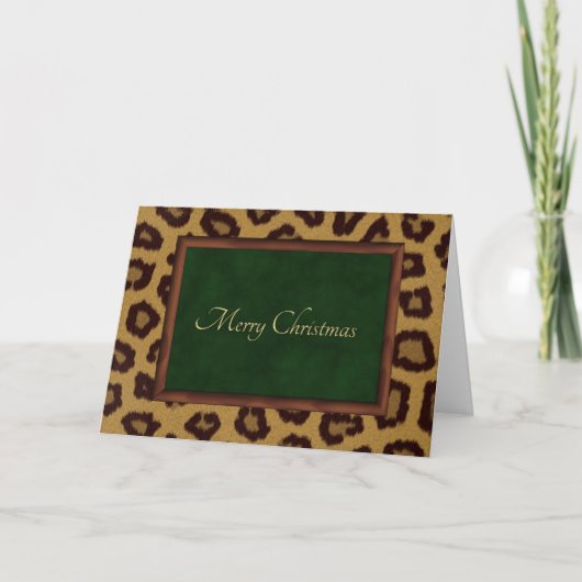 Leopard Fancy kerst Kaart (Voorkant)