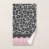 Leopard fantaisie et dentelle avec rose  (Serviette à main)