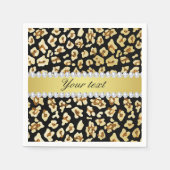 Leopard Faux Gold Glitter en Folie Black Servetten (Voorkant)