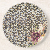 Leopard Floral Gold Stars Dessous de verre de grès (Devant)