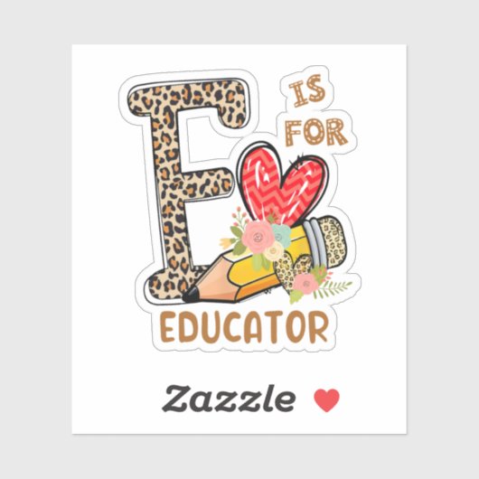Leopard Flowers Educator Terug naar School Sticker (Vel)
