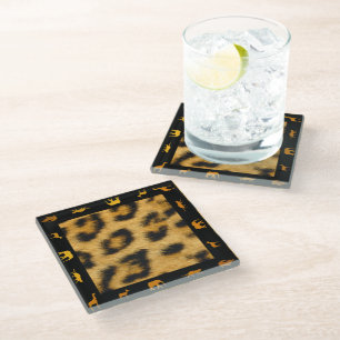 Leopard Fur African Border - Glass Onderzetter