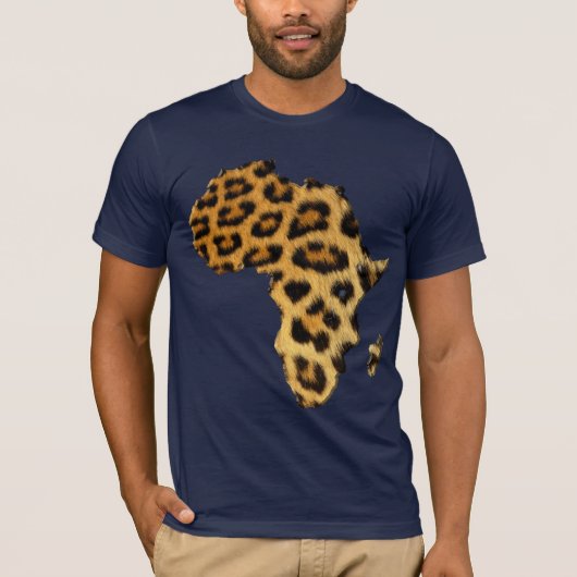 Leopard Fur-effect Kaart van AFRIKA Mode T-shirt (Voorkant)