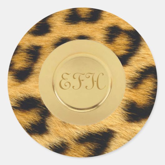 Leopard Fur Monogram Sticker (Voorkant)