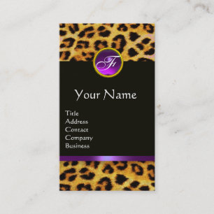 LEOPARD FUR, PAARSE ZWARTE GEMSTONE MONOGRAM VISITEKAARTJE
