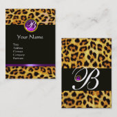 LEOPARD FUR, PAARSE ZWARTE GEMSTONE MONOGRAM VISITEKAARTJE (Voorkant / Achterkant)