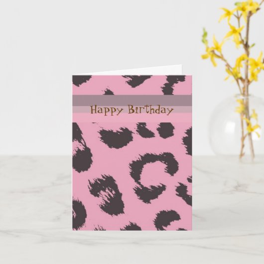 Leopard Fur Pattern Birthday Kaart (Gele Bloem)
