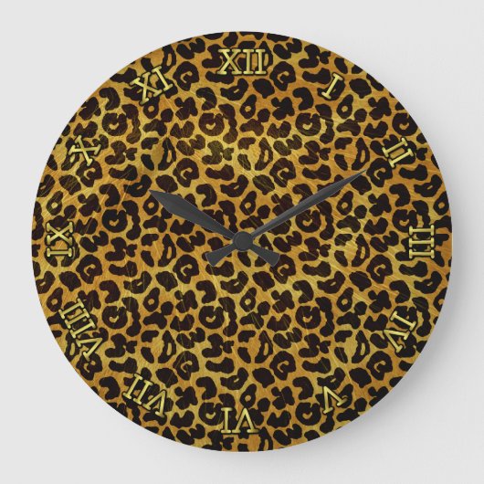 Leopard Fur Print Animal Patroon Grote Klok (Voorkant)