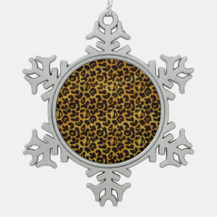Leopard Fur Print Animal Patroon Tin Sneeuwvlok Ornament