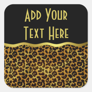 Leopard Fur Print Animal Patroon Vierkante Sticker