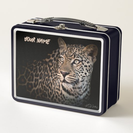 Leopard Gaze Lunch Box – Aangepaste Safari Gift (Voorkant)