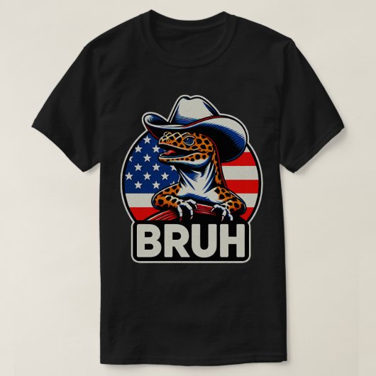 Leopard Gecko Amerikaanse Vlag T-shirt (Design voorkant)