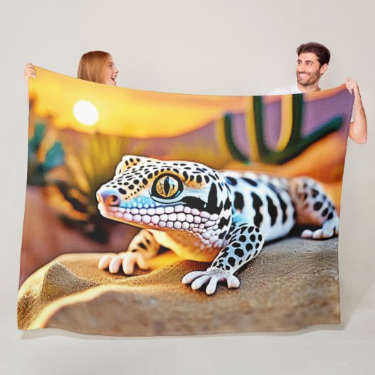 Leopard Gecko Desert Design Fleece Deken (In situ)