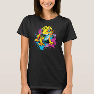 Leopard Gecko Kleurrijke jaren '80 Pop Art Lizard T-shirt