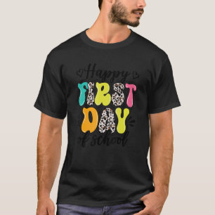 Leopard Gelukkige Eerste Dag van School Leraar Jon T-shirt