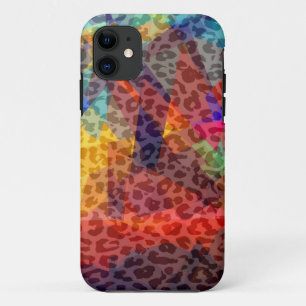 Leopard Geometric Pattern Abstracte mozaïekkunst iPhone 11 Hoesje