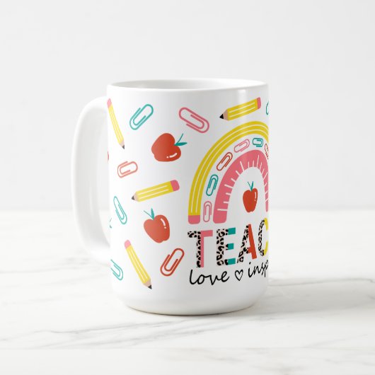 Leopard Gift for Teacher Teach Love Inspire Mok (Voorkant links)