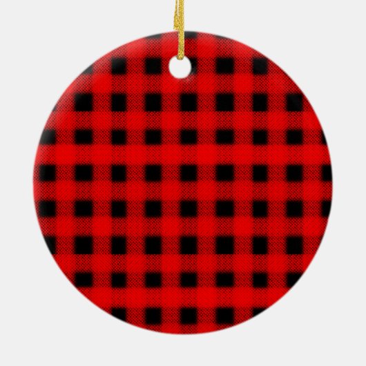 Leopard-, Gingham- en Buffalo-kerstbomen Keramisch Ornament (Achterkant)