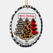 Leopard-, Gingham- en Buffalo-kerstbomen Keramisch Ornament (Rechts)