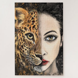 Leopard Girl - Emotion Jigsaw Puzzle - Peinture