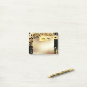 Leopard glazen goudglitter dierprintmonogram post-it® notes (Op bureau)