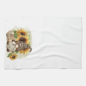 Leopard Gnome-zonnebloemen Theedoek (Horizontaal)
