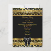 Leopard Gold Birthday Elegant Diamond Black Kaart (Achterkant)