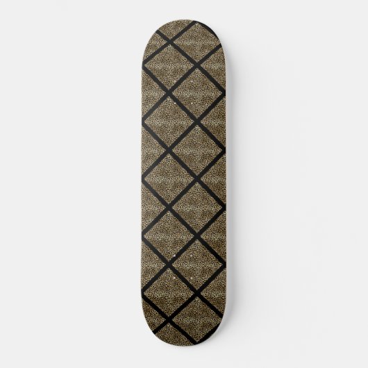 LEOPARD GOLD BLACK GRID Skateboard Deck (Recto)