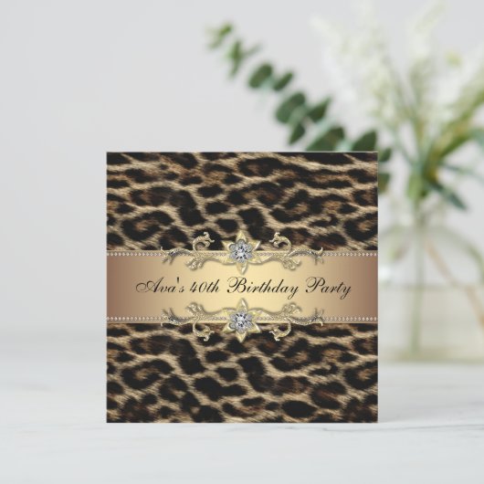 Leopard Gold Leopard Invitation 40e anniversaire (Debout devant)