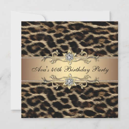 Leopard Gold Leopard Invitation 40e anniversaire (Devant)