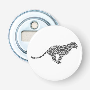 Leopard Gray en Light Grey Silhouette Button Flesopener