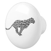 Leopard Gray en Light Grey Silhouette Keramische Knop (Rechts)