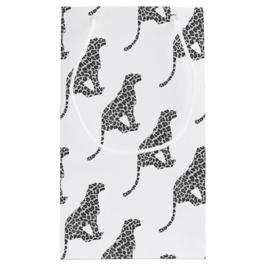Leopard Gray en Light Grey Silhouette Klein Cadeauzakje (Achterkant)