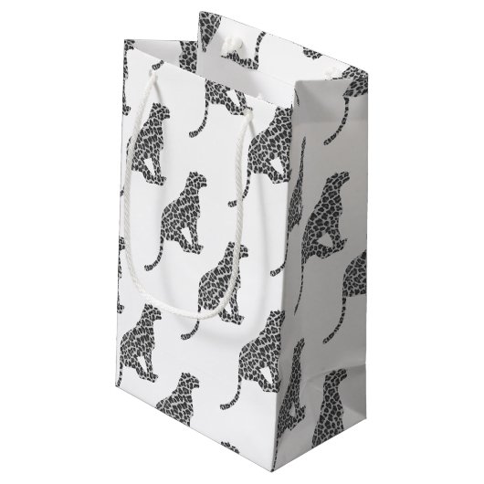 Leopard Gray en Light Grey Silhouette Klein Cadeauzakje (Achterkant Gekanteld)