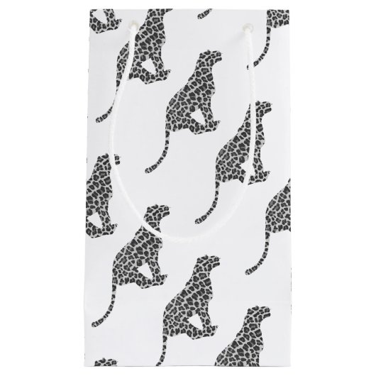 Leopard Gray en Light Grey Silhouette Klein Cadeauzakje (Voorkant)